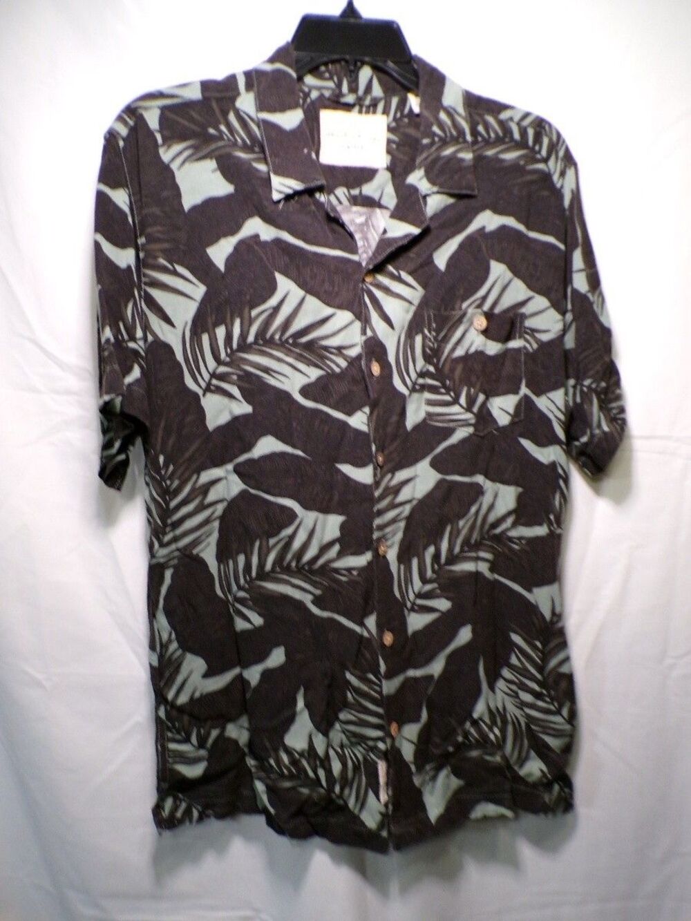 Weatherproof Vintage Men’s Short Sleeve Hawaiian Button Up Shirt M Black